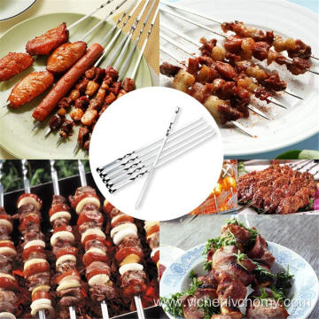 304 stainless steel reusale BBQ grill skewers